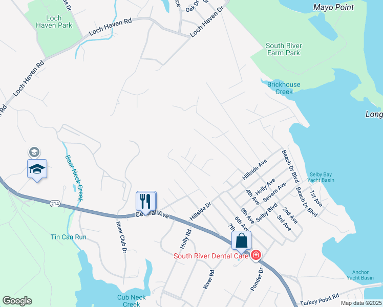 map of restaurants, bars, coffee shops, grocery stores, and more near 855 Clamshell Court in Edgewater