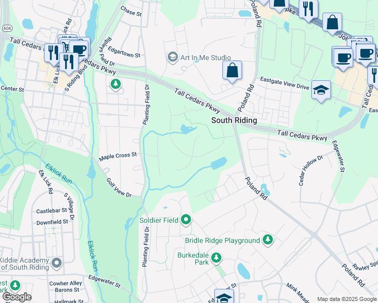 map of restaurants, bars, coffee shops, grocery stores, and more near 25547 Little Cedar Court in Chantilly