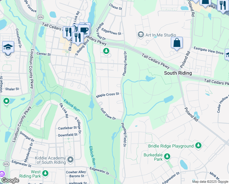 map of restaurants, bars, coffee shops, grocery stores, and more near 43226 Maple Cross Street in Chantilly