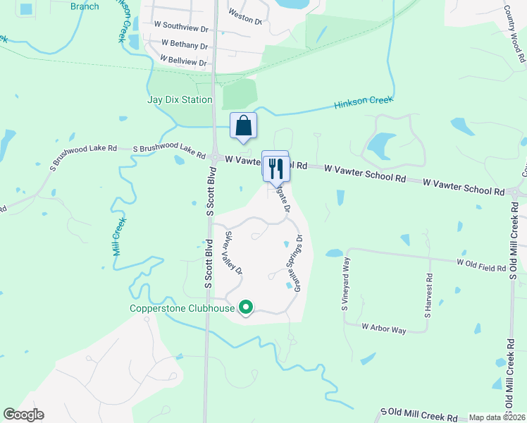 map of restaurants, bars, coffee shops, grocery stores, and more near 4015 Blue Hollow Drive in Columbia