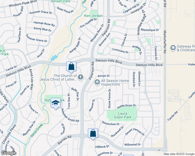 map of restaurants, bars, coffee shops, grocery stores, and more near 5363 Arroyo Street in Colorado Springs
