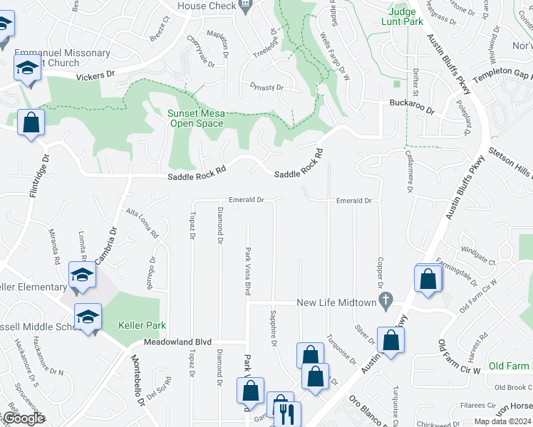 map of restaurants, bars, coffee shops, grocery stores, and more near 5420 Sapphire Drive in Colorado Springs