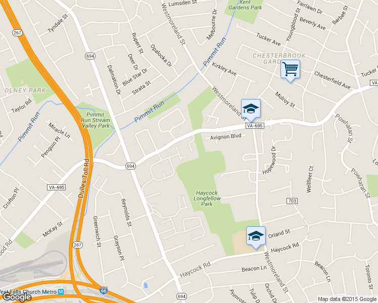 map of restaurants, bars, coffee shops, grocery stores, and more near 2032 Brooks Square Place in Falls Church