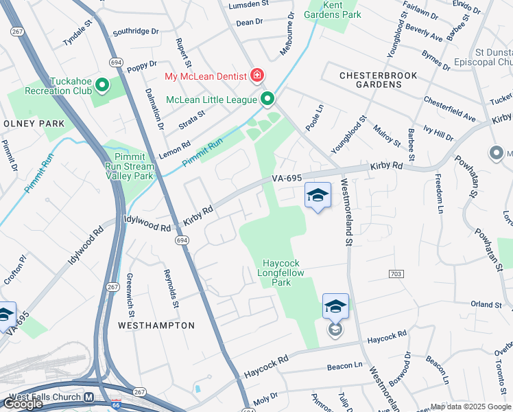 map of restaurants, bars, coffee shops, grocery stores, and more near 2032 Brooks Square Place in Falls Church