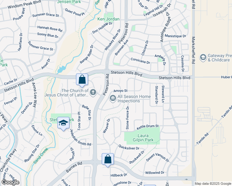 map of restaurants, bars, coffee shops, grocery stores, and more near 5363 Arroyo Street in Colorado Springs