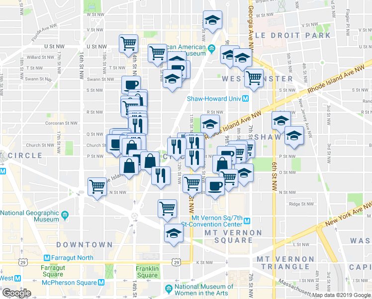 map of restaurants, bars, coffee shops, grocery stores, and more near 101 Independence Avenue Southeast in Washington