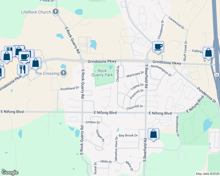 map of restaurants, bars, coffee shops, grocery stores, and more near 1902 Mirtle Grove Court in Columbia
