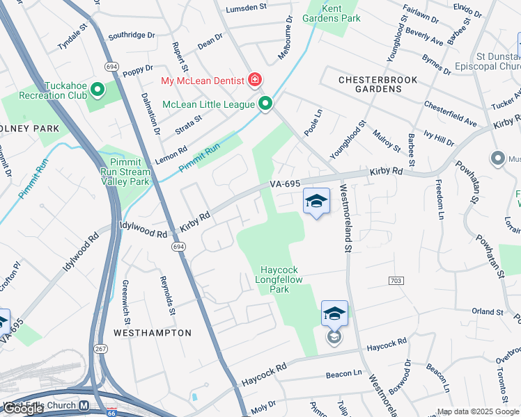 map of restaurants, bars, coffee shops, grocery stores, and more near 2031 Brooks Square Place in Falls Church
