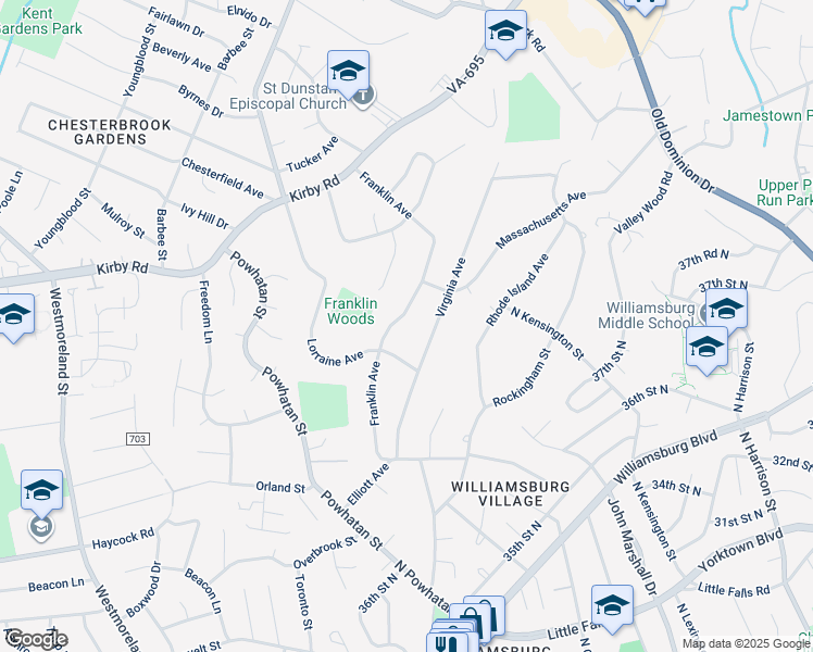 map of restaurants, bars, coffee shops, grocery stores, and more near 1935 Franklin Avenue in McLean