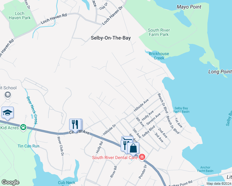 map of restaurants, bars, coffee shops, grocery stores, and more near 3606 Fontron Drive in Edgewater