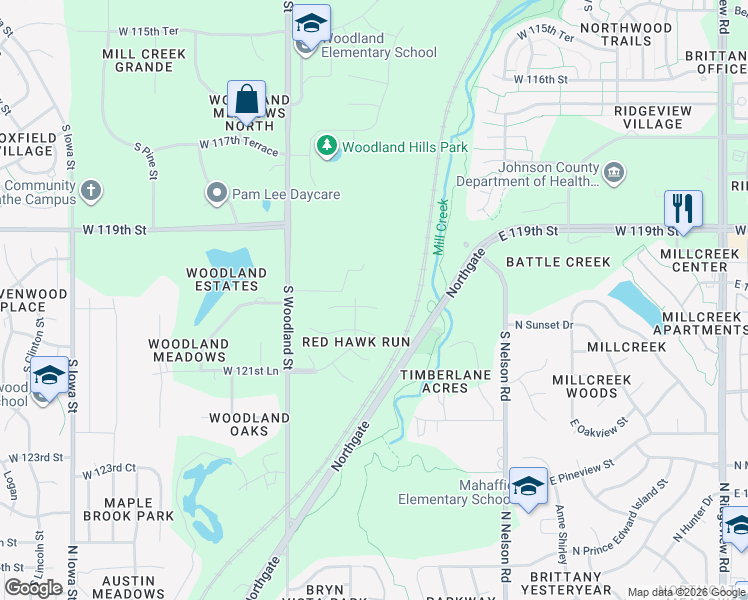 map of restaurants, bars, coffee shops, grocery stores, and more near 19587 West 120th Terrace in Olathe