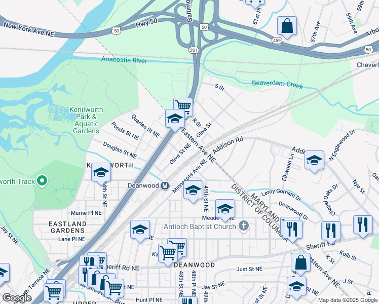 map of restaurants, bars, coffee shops, grocery stores, and more near 101 Independence Avenue Southeast in Washington