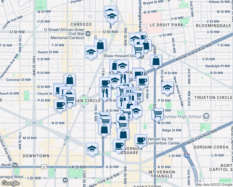 map of restaurants, bars, coffee shops, grocery stores, and more near 101 Independence Avenue Southeast in Washington