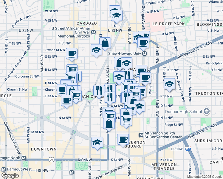 map of restaurants, bars, coffee shops, grocery stores, and more near 101 Independence Avenue Southeast in Washington