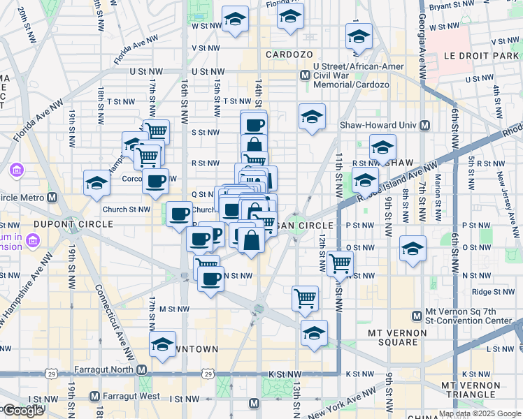 map of restaurants, bars, coffee shops, grocery stores, and more near 101 Independence Avenue Southeast in Washington