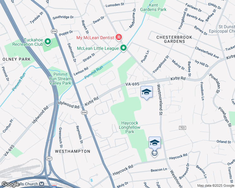 map of restaurants, bars, coffee shops, grocery stores, and more near 2022 Brooks Square Place in Falls Church