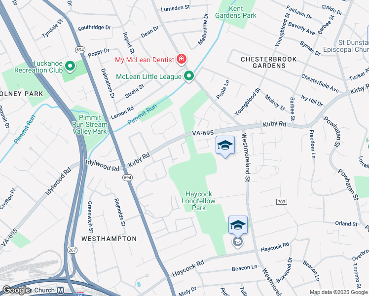map of restaurants, bars, coffee shops, grocery stores, and more near 2025 Brooks Square Place in Falls Church