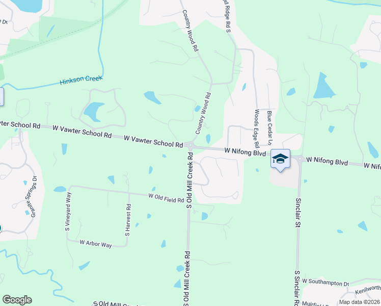 map of restaurants, bars, coffee shops, grocery stores, and more near 2620 South Old Mill Creek Road in Columbia