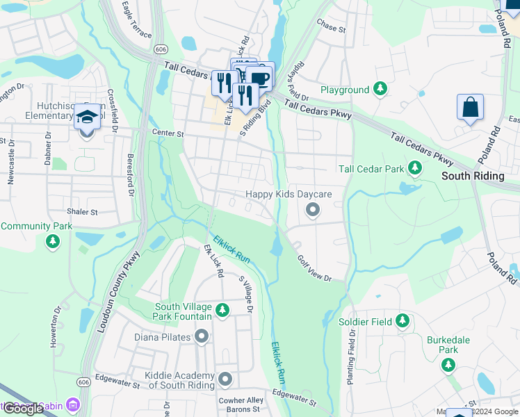 map of restaurants, bars, coffee shops, grocery stores, and more near 43101 Holtby Square in Chantilly
