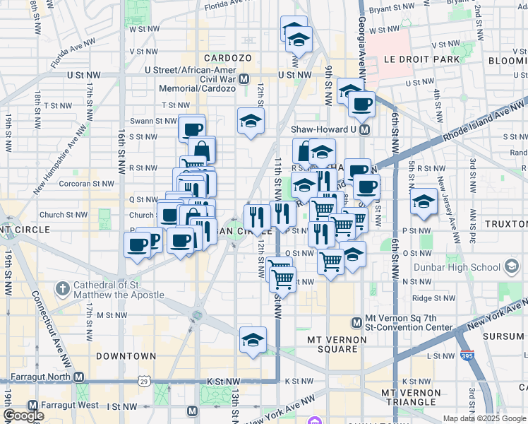 map of restaurants, bars, coffee shops, grocery stores, and more near 101 Independence Avenue Southeast in Washington