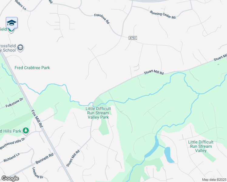 map of restaurants, bars, coffee shops, grocery stores, and more near 11617 Stuart Mill Road in Oakton