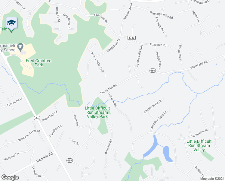 map of restaurants, bars, coffee shops, grocery stores, and more near 11617 Stuart Mill Road in Oakton