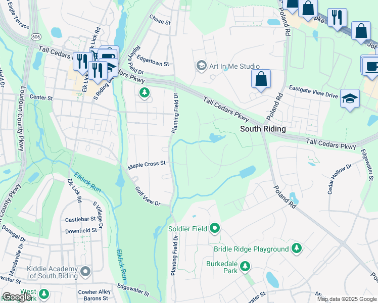 map of restaurants, bars, coffee shops, grocery stores, and more near 25552 Quits Pond Court in Chantilly