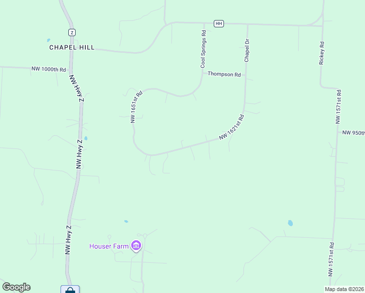 map of restaurants, bars, coffee shops, grocery stores, and more near 978 Northwest 1621st Road in Bates City