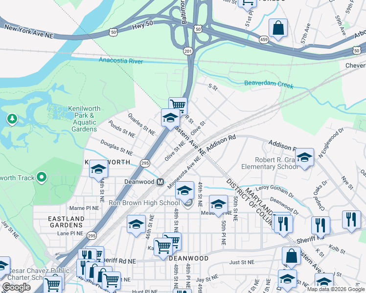 map of restaurants, bars, coffee shops, grocery stores, and more near 101 Independence Avenue Southeast in Washington