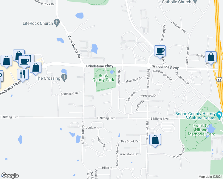map of restaurants, bars, coffee shops, grocery stores, and more near 3601 Hermitage Road in Columbia