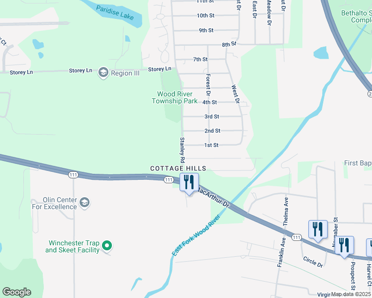 map of restaurants, bars, coffee shops, grocery stores, and more near in Alton