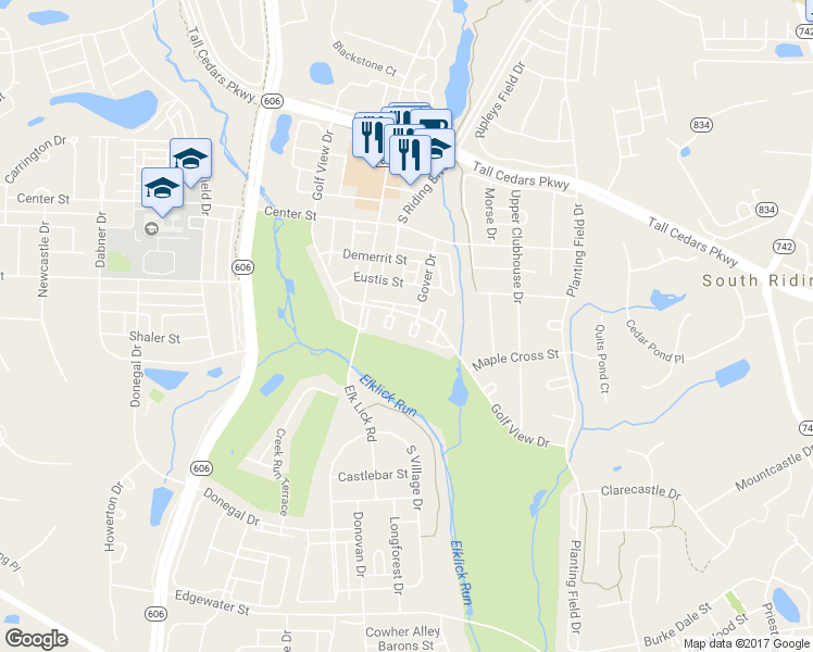 map of restaurants, bars, coffee shops, grocery stores, and more near 25541 Gwynneth Square in Chantilly