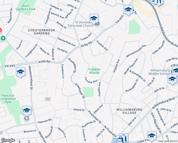 map of restaurants, bars, coffee shops, grocery stores, and more near 1943 Lorraine Avenue in McLean