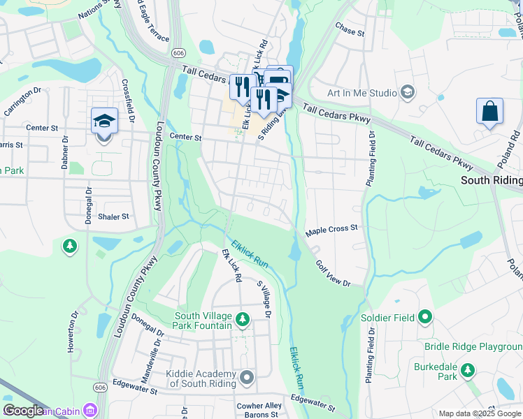 map of restaurants, bars, coffee shops, grocery stores, and more near 25541 Gwynneth Square in Chantilly