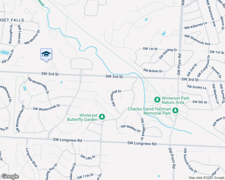 map of restaurants, bars, coffee shops, grocery stores, and more near 2304 Southwest Waterfall Drive in Lee's Summit