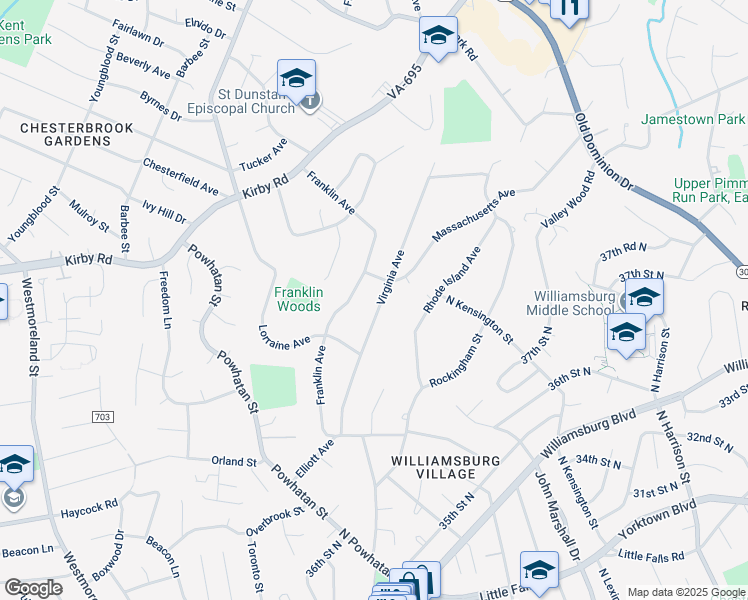 map of restaurants, bars, coffee shops, grocery stores, and more near 1966 Virginia Avenue in McLean
