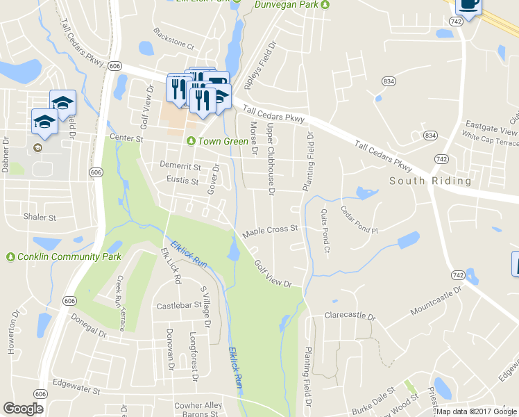 map of restaurants, bars, coffee shops, grocery stores, and more near 25530 Chilmark Drive in Chantilly