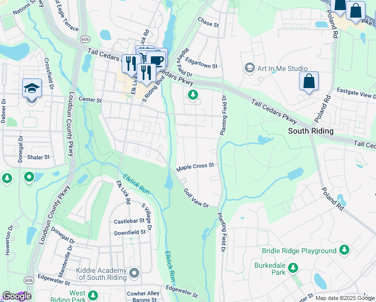 map of restaurants, bars, coffee shops, grocery stores, and more near 25530 Chilmark Drive in Chantilly