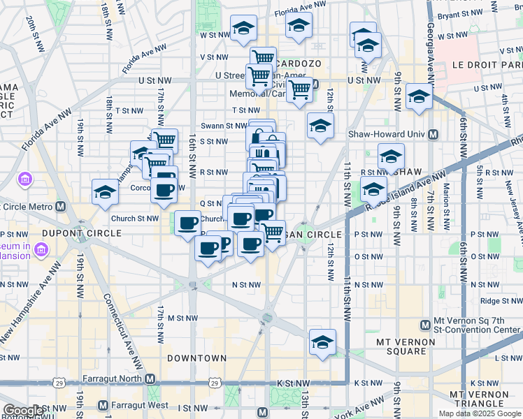 map of restaurants, bars, coffee shops, grocery stores, and more near 101 Independence Avenue Southeast in Washington