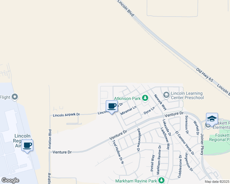 map of restaurants, bars, coffee shops, grocery stores, and more near 2827 Le Bourget Lane in Lincoln