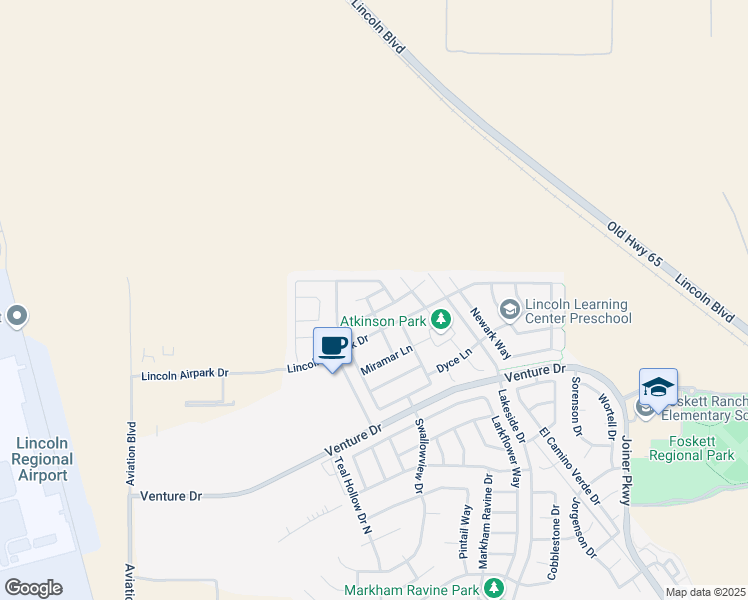 map of restaurants, bars, coffee shops, grocery stores, and more near 2708 Le Bourget Lane in Lincoln