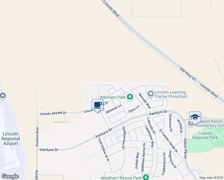 map of restaurants, bars, coffee shops, grocery stores, and more near 2775 Orly Court in Lincoln