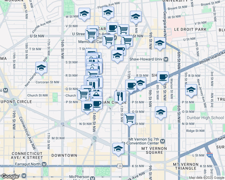 map of restaurants, bars, coffee shops, grocery stores, and more near 101 Independence Avenue Southeast in Washington