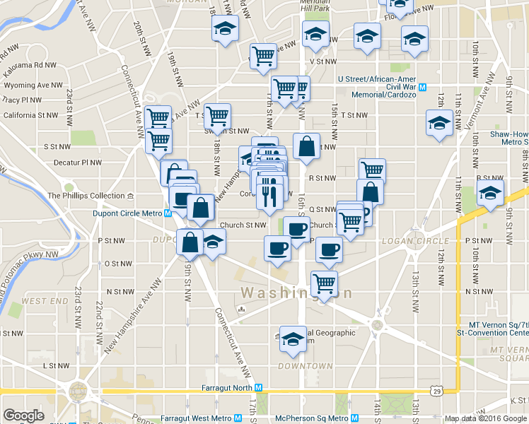 map of restaurants, bars, coffee shops, grocery stores, and more near 101 Independence Avenue Southeast in Washington