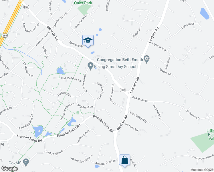 map of restaurants, bars, coffee shops, grocery stores, and more near 3013 Heritage Farm Court in Herndon