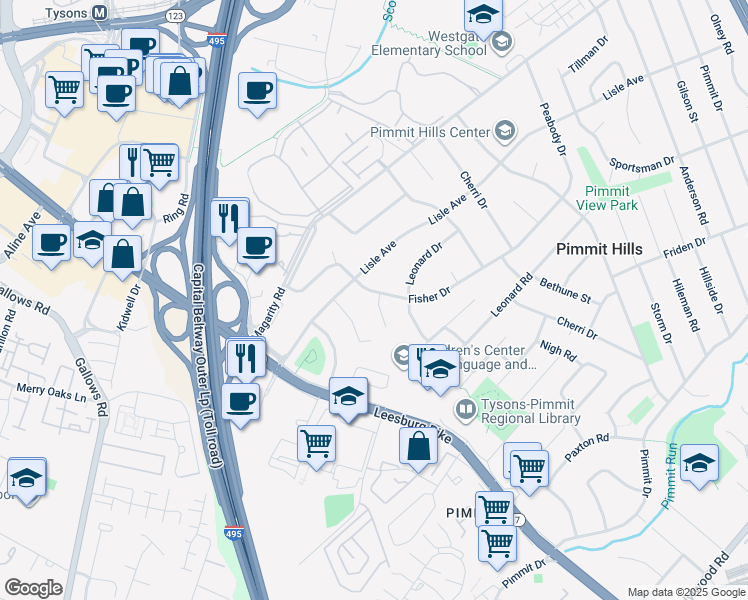 map of restaurants, bars, coffee shops, grocery stores, and more near 2000 Oswald Place in Falls Church