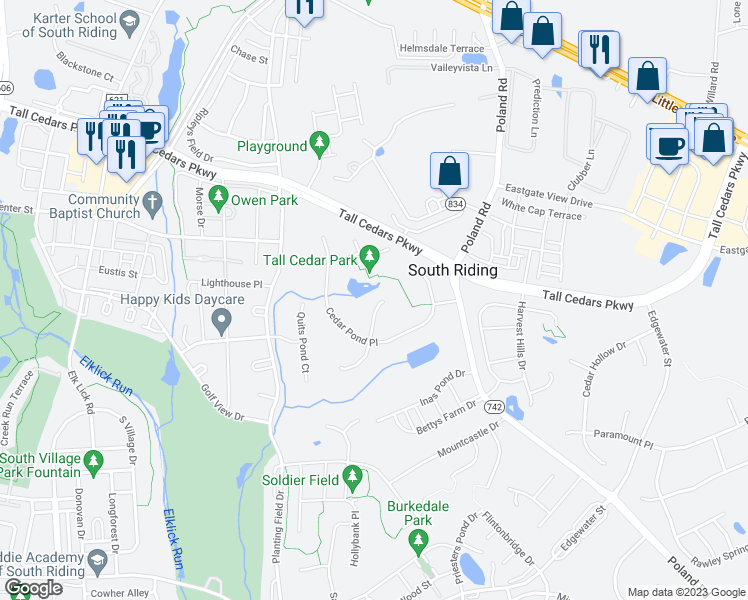 map of restaurants, bars, coffee shops, grocery stores, and more near 25535 Little Cedar Court in Chantilly