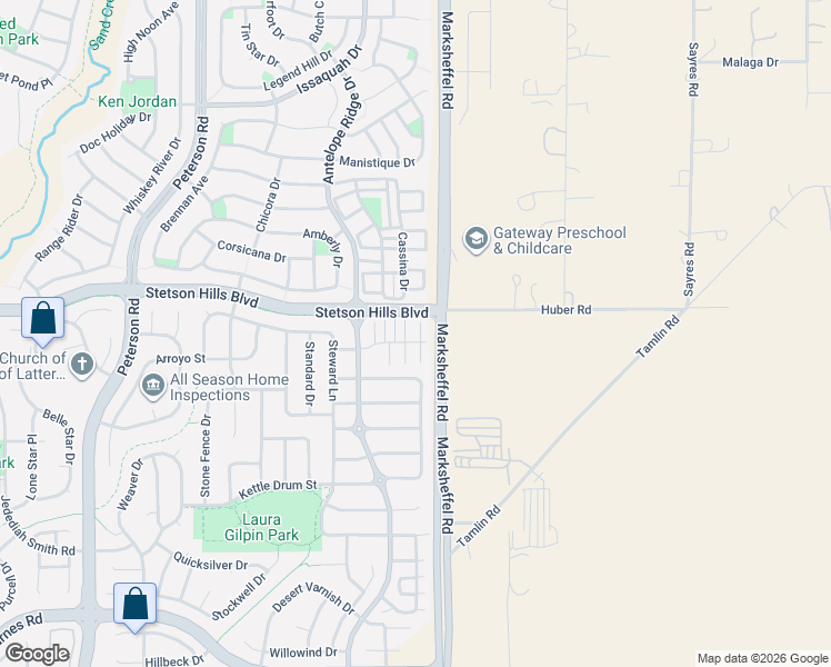 map of restaurants, bars, coffee shops, grocery stores, and more near 7852 Tango Lane in Colorado Springs