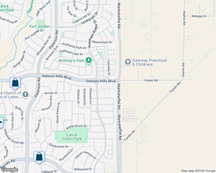 map of restaurants, bars, coffee shops, grocery stores, and more near 5460 Carvel Grove in Colorado Springs