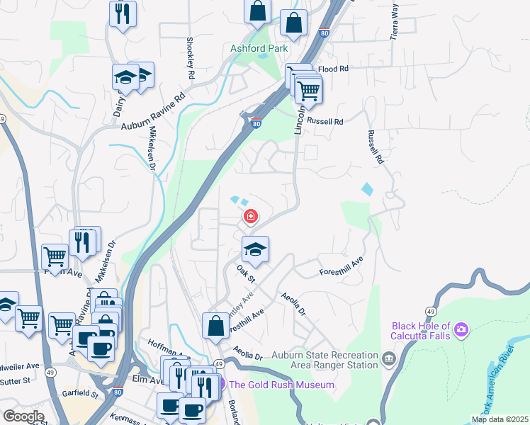 map of restaurants, bars, coffee shops, grocery stores, and more near 150 Lincoln Way in Auburn
